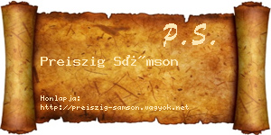 Preiszig Sámson névjegykártya